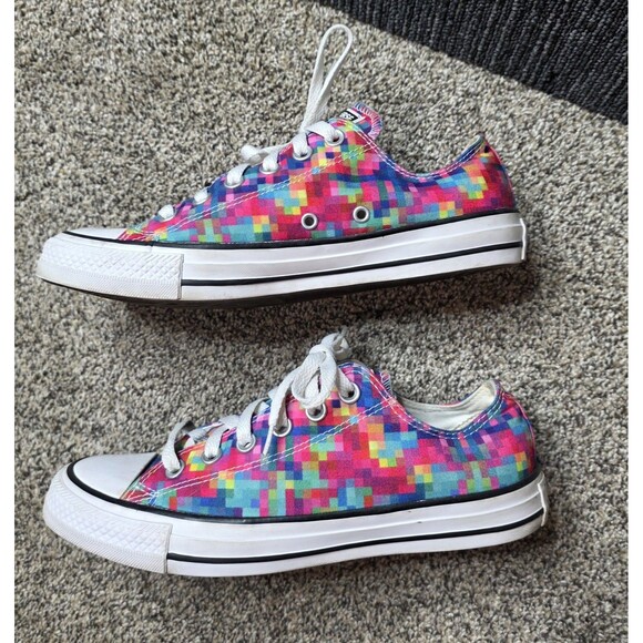 Converse All Star Low Top Pixels Sneakers Womens 8 Classic Colorful Abstract - Picture 6 of 15